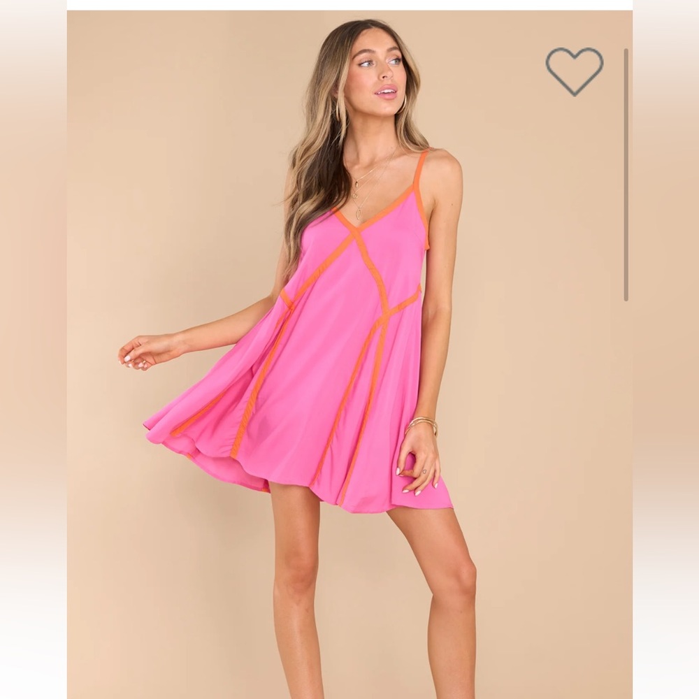 Orange and pink flowy dress